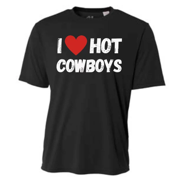 I love Hot Cowboys I Heart Cowboys Funny Western Cooling Performance Crew T-Shirt