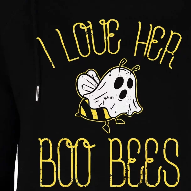 I Love Her Boo Bees Couples Halloween Adult Costume His Men Womens Funnel Neck Pullover Hood