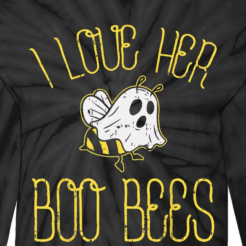 I Love Her Boo Bees Couples Halloween Adult Costume His Men Tie-Dye Long Sleeve Shirt