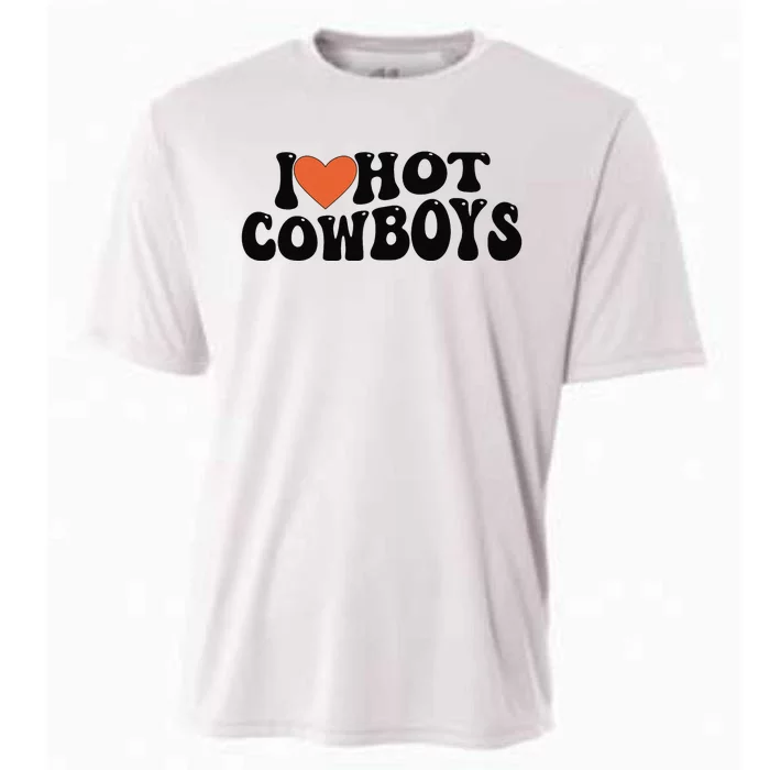 I Love Hot Cowboys Groovy Retro I Love Cowboys Cooling Performance Crew T-Shirt