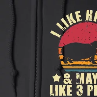 I Like Hippos & Maybe Like 3 People Zookeeper Hippopotamus Full Zip Hoodie