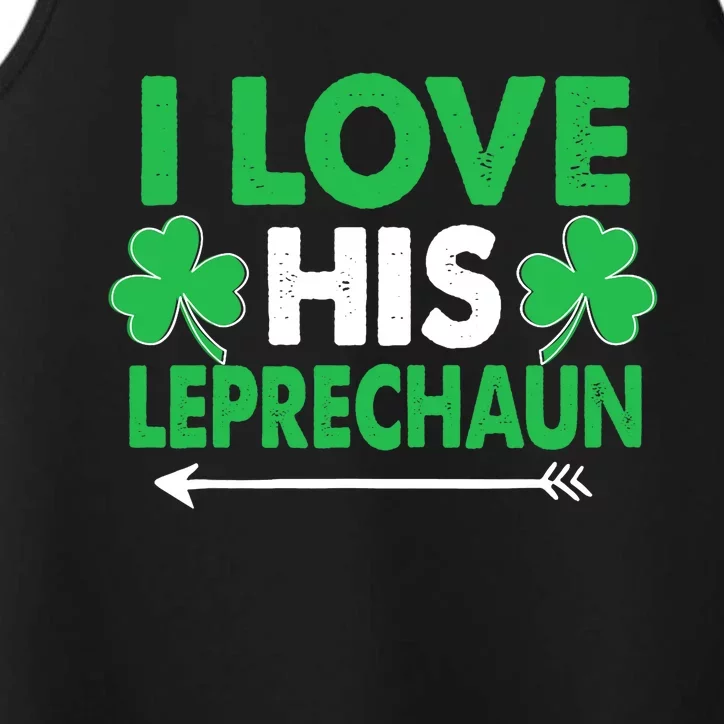 I Love His Leprechaun St Patricks Day Matching Couples Performance Tank