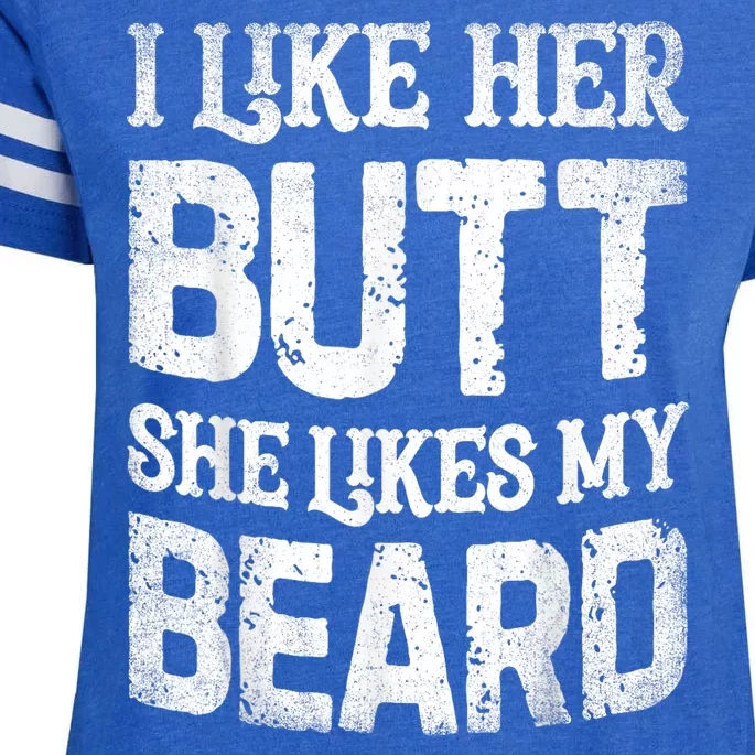 I Like Her Butt She Likes My Beard Funny Joke Enza Ladies Jersey Football T-Shirt