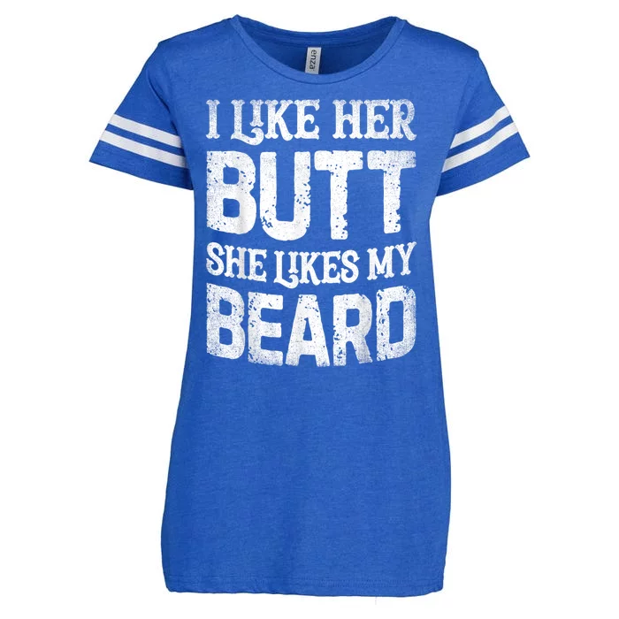 I Like Her Butt She Likes My Beard Funny Joke Enza Ladies Jersey Football T-Shirt