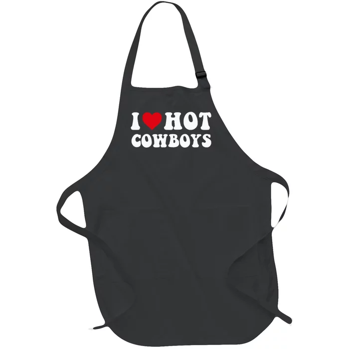 I Love Hot Cow I Heart Cow Funny Country Western Full-Length Apron With Pocket