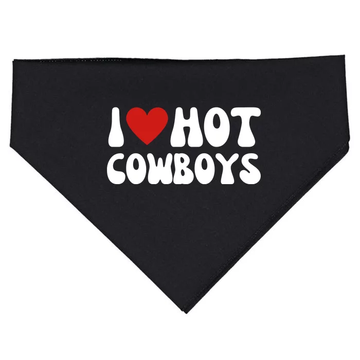 I Love Hot Cowboys I Heart Cowboys Funny Country Western USA-Made Doggie Bandana