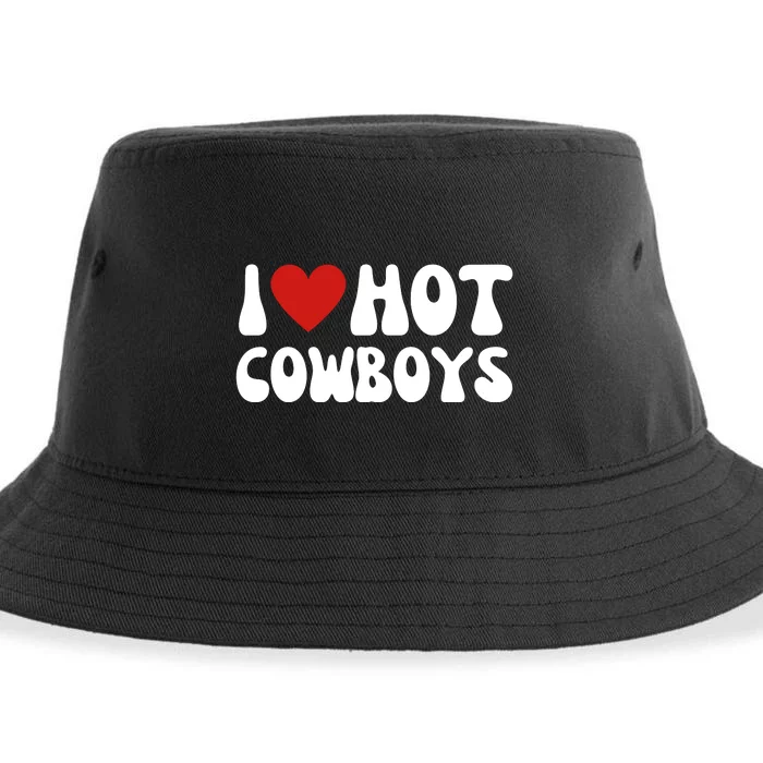 I Love Hot Cowboys I Heart Cowboys Funny Country Western Sustainable Bucket Hat