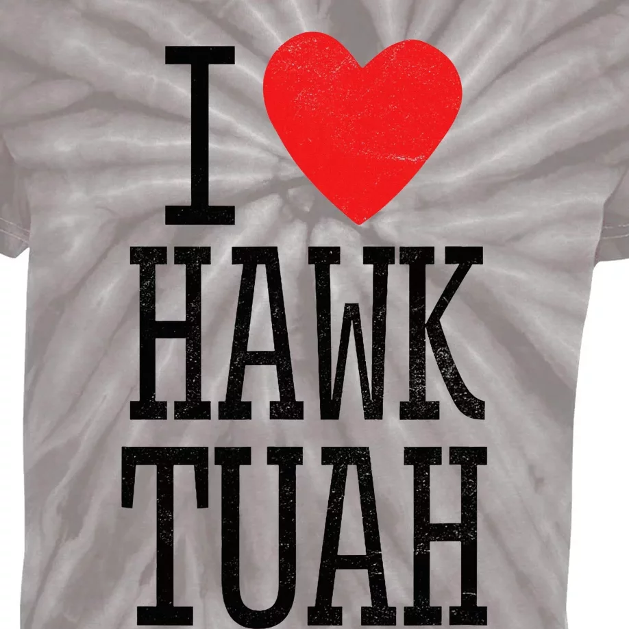 I Love Hawk Tuah Heart Guy Spit Joke Wet That Thang Kids Tie-Dye T-Shirt