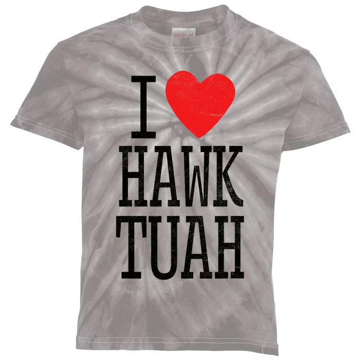 I Love Hawk Tuah Heart Guy Spit Joke Wet That Thang Kids Tie-Dye T-Shirt