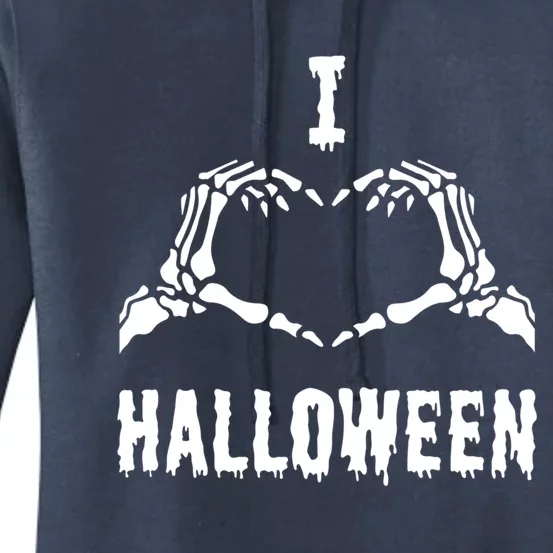 I Love Halloween Skeleton Heart Hands Cool Gift Women's Pullover Hoodie