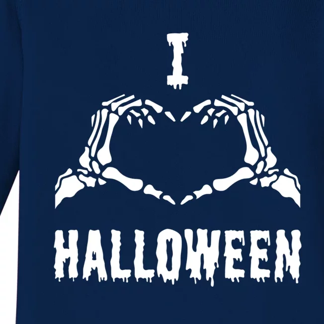 I Love Halloween Skeleton Heart Hands Cool Gift Baby Long Sleeve Bodysuit