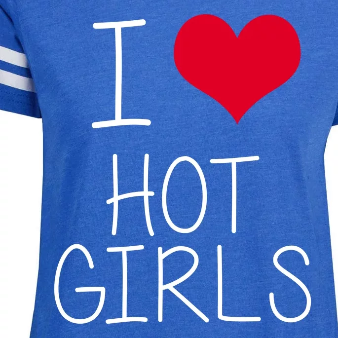 I Love Hot Girls Enza Ladies Jersey Football T-Shirt