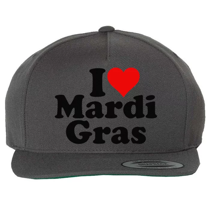 I Love Heart Mardi Gras Fat Tuesday Carnival Wool Snapback Cap