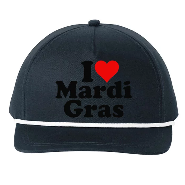 I Love Heart Mardi Gras Fat Tuesday Carnival Snapback Five-Panel Rope Hat