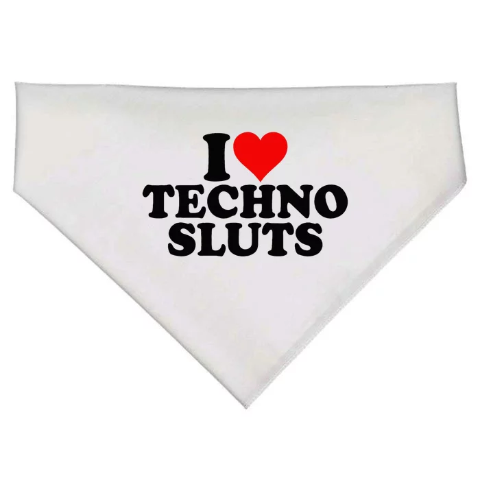 I Love Heart Techno Sluts Edm Music USA-Made Doggie Bandana