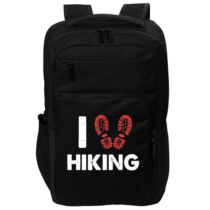 I Love Hiking Boots Heart Gift For Hikers Campers Walkers Impact Tech Backpack