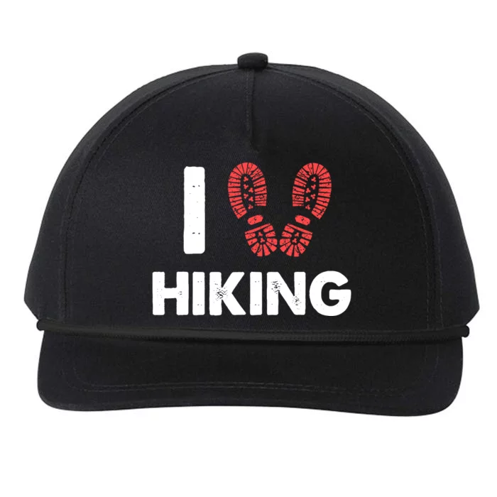 I Love Hiking Boots Heart Gift For Hikers Campers Walkers Snapback Five-Panel Rope Hat