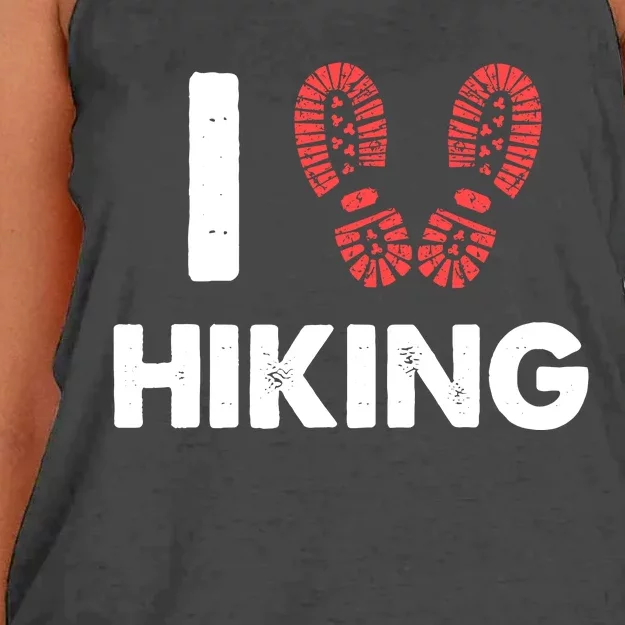 I Love Hiking Boots Heart Gift For Hikers Campers Walkers Women's Knotted Racerback Tank