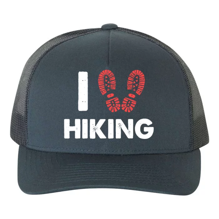 I Love Hiking Boots Heart Gift For Hikers Campers Walkers Yupoong Adult 5-Panel Trucker Hat