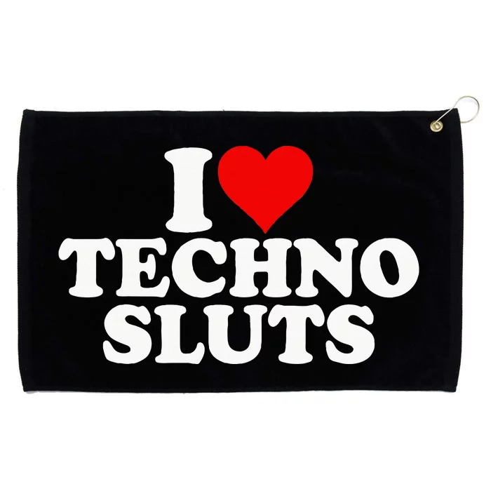 I Love Heart Techno Sluts Edm Music Grommeted Golf Towel