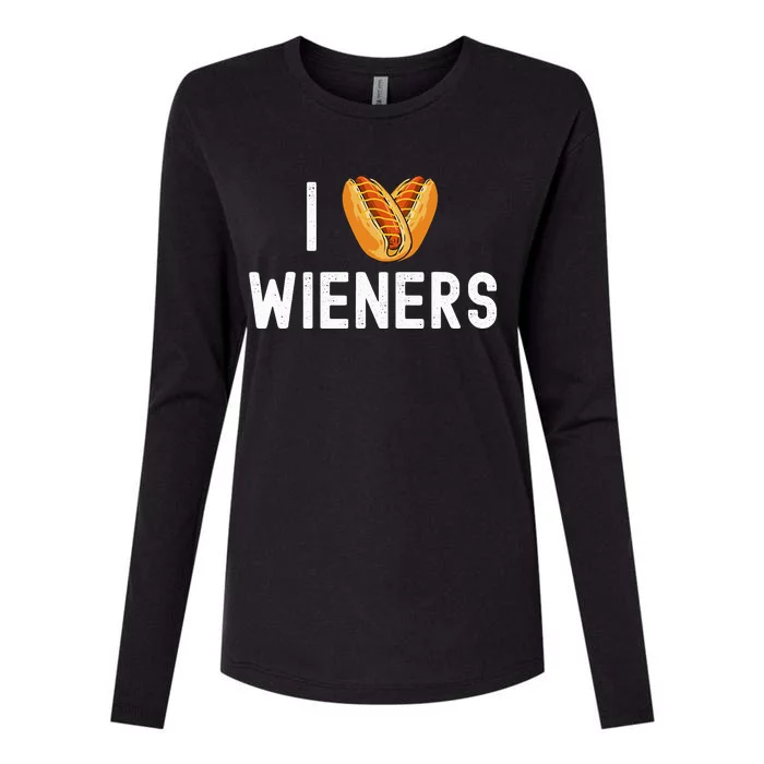 I Love Heart Wieners Funny Hot Dog Cookout Womens Cotton Relaxed Long Sleeve T-Shirt