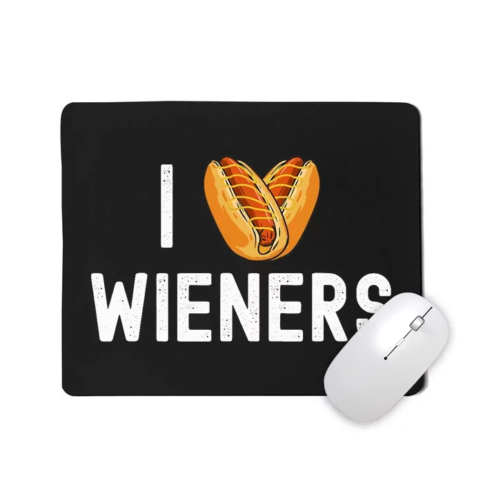 I Love Heart Wieners Funny Hot Dog Cookout Mousepad