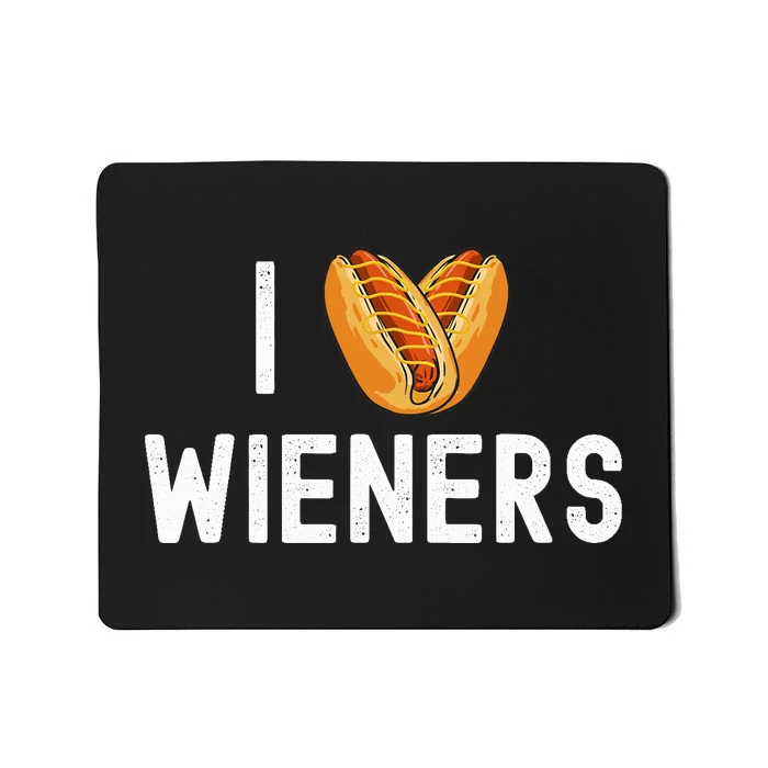 I Love Heart Wieners Funny Hot Dog Cookout Mousepad