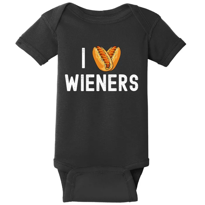 I Love Heart Wieners Funny Hot Dog Cookout Baby Bodysuit