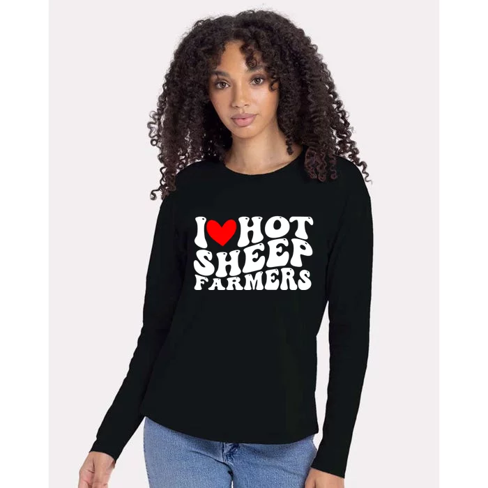 I Love Hot Shep Farmers Heart Husband Boyfriend Cowboy Womens Cotton Relaxed Long Sleeve T-Shirt