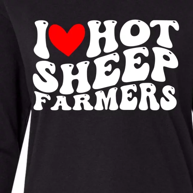 I Love Hot Shep Farmers Heart Husband Boyfriend Cowboy Womens Cotton Relaxed Long Sleeve T-Shirt