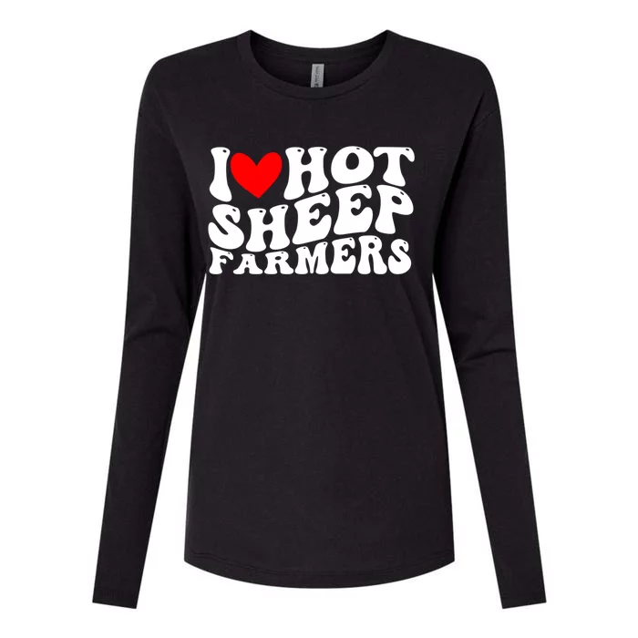 I Love Hot Shep Farmers Heart Husband Boyfriend Cowboy Womens Cotton Relaxed Long Sleeve T-Shirt