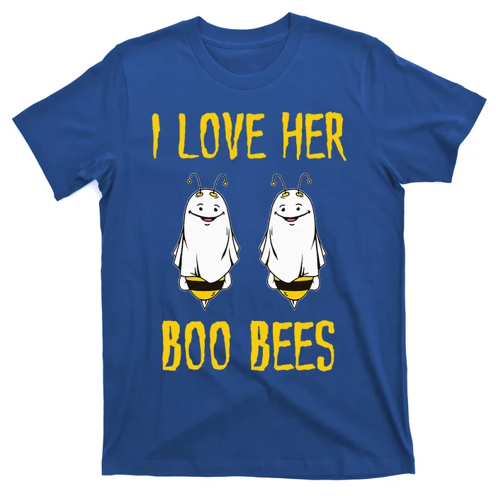 I Love Her Boo Bees Ghost Outfit Funny Halloween Gifts T-Shirt