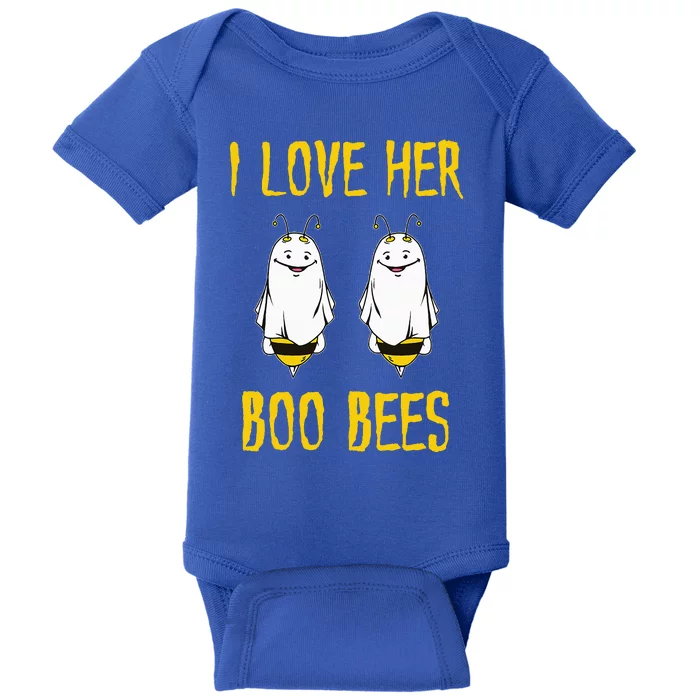 I Love Her Boo Bees Ghost Outfit Funny Halloween Gifts Baby Bodysuit