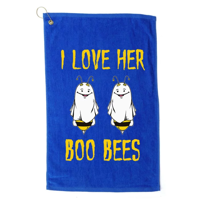 I Love Her Boo Bees Ghost Outfit Funny Halloween Gifts Platinum Collection Golf Towel