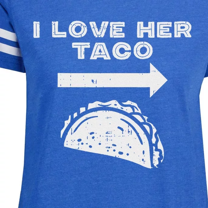 I Love Her Taco Matching Couple Cinco De Mayo Boyfriend Enza Ladies Jersey Football T-Shirt