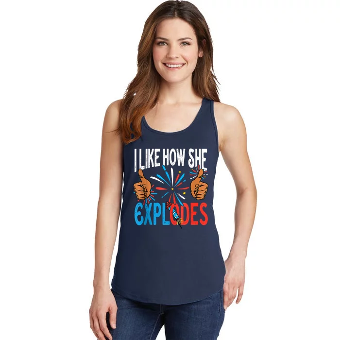 I Like How He Bangs Fireworks Funny 4th Of July Couple Ladies Essential Tank