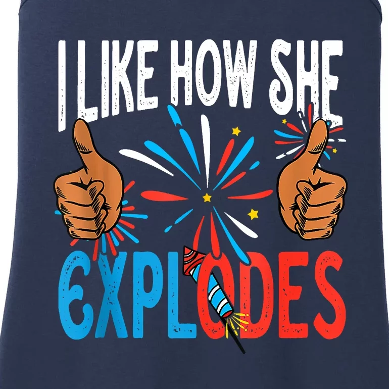 I Like How He Bangs Fireworks Funny 4th Of July Couple Ladies Essential Tank