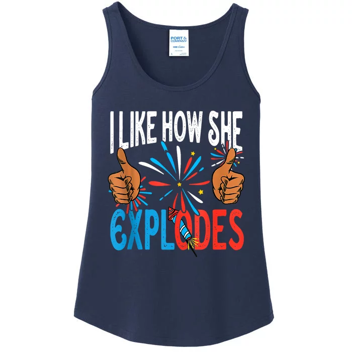 I Like How He Bangs Fireworks Funny 4th Of July Couple Ladies Essential Tank