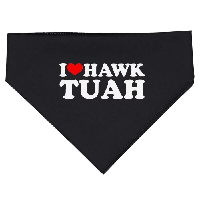 I Love Hawk Tuah Funny Quote Design USA-Made Doggie Bandana