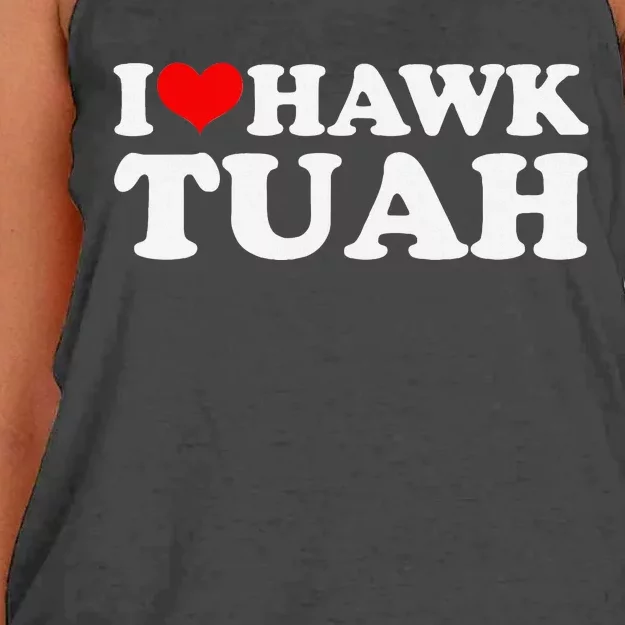 I Love Hawk Tuah Funny Quote Design Women's Knotted Racerback Tank