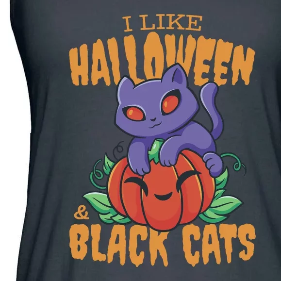 I Like Halloween And Black Cats Ladies Essential Flowy Tank