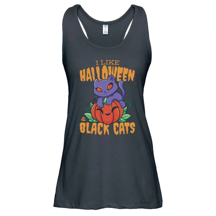 I Like Halloween And Black Cats Ladies Essential Flowy Tank