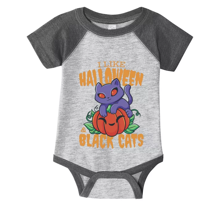 I Like Halloween And Black Cats Infant Baby Jersey Bodysuit