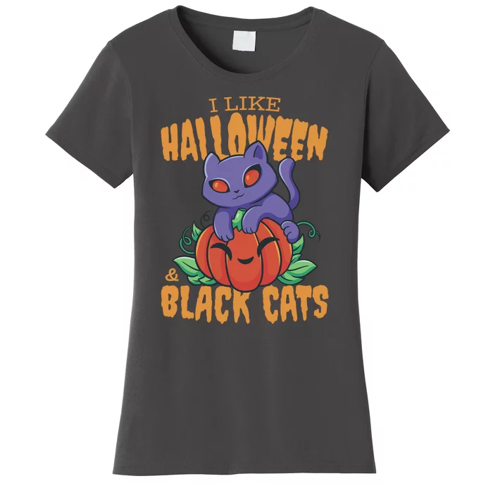 I Like Halloween And Black Cats Women's T-Shirt