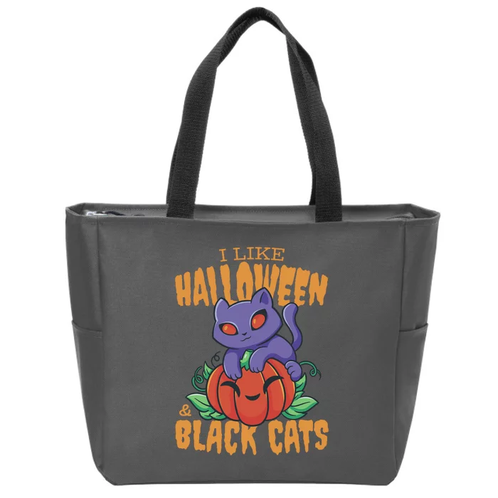 I Like Halloween And Black Cats Zip Tote Bag