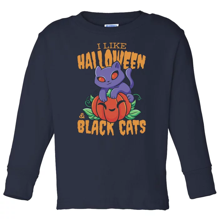 I Like Halloween And Black Cats Toddler Long Sleeve Shirt