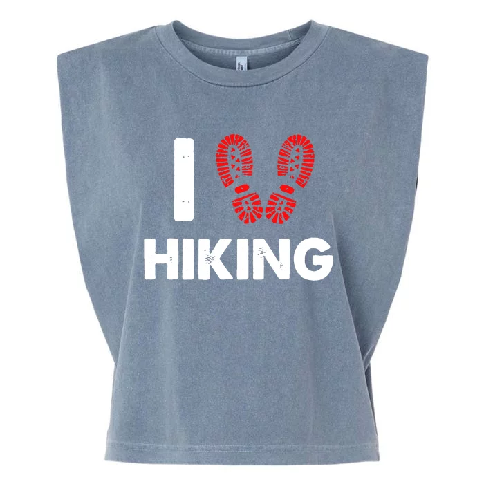 I Love Hiking Boots Heart Garment-Dyed Women's Muscle Tee