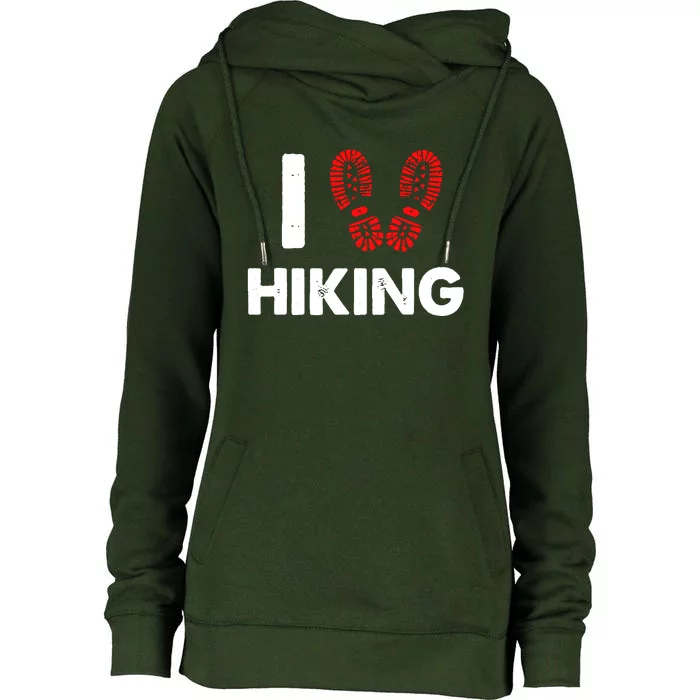 I Love Hiking Boots Heart Womens Funnel Neck Pullover Hood