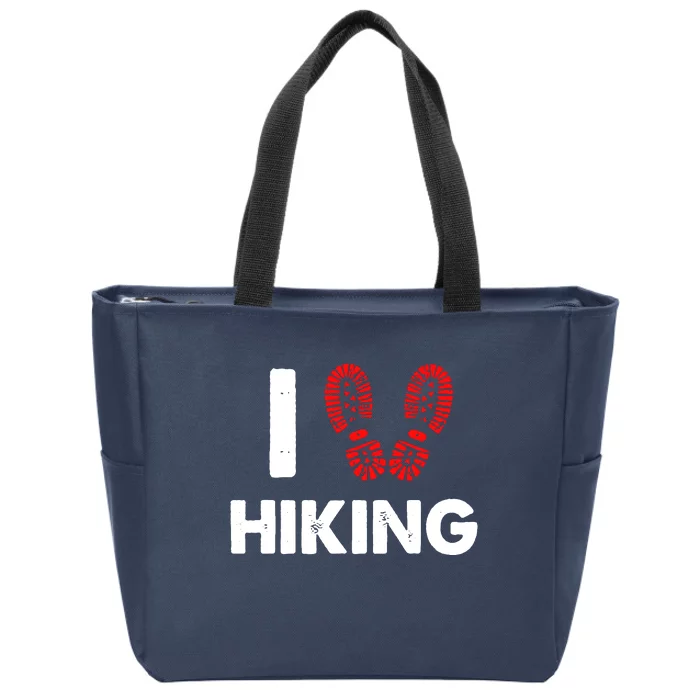 I Love Hiking Boots Heart Zip Tote Bag