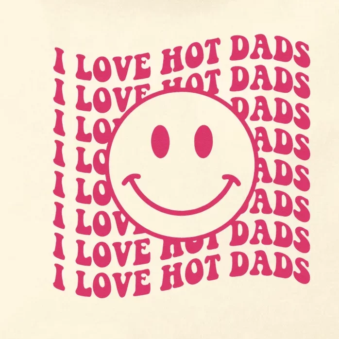 I Love Hot Dads Retro Funny Red Heart Love Dads Zip Tote Bag